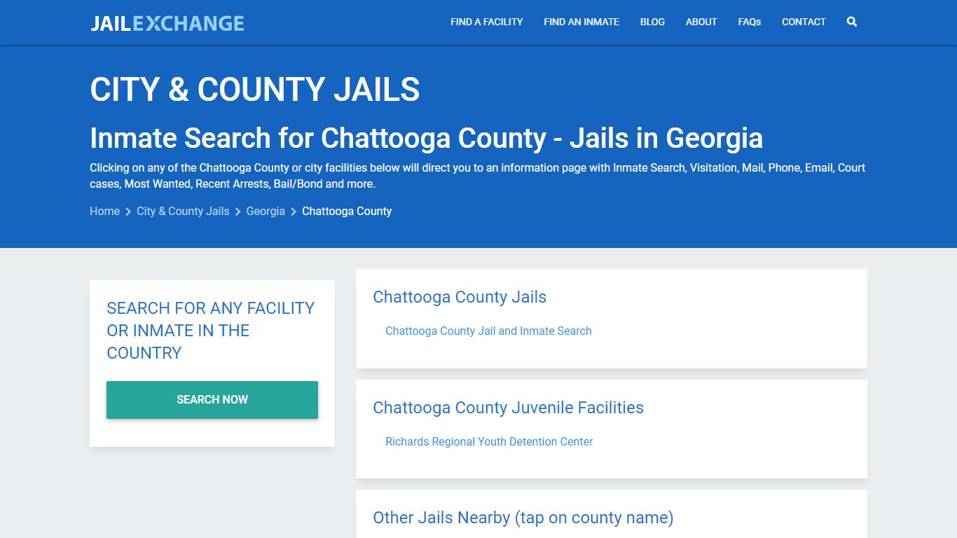 Inmate Search for Chattooga County | Jails in Georgia - Jail Exchange